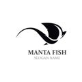 Manta fish or stingray logo design vector vintage illustration skate fish ocean