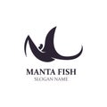Manta fish or stingray logo design vector vintage illustration skate fish ocean