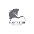 Manta fish or stingray logo design vector vintage illustration skate fish ocean