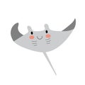 Manta ray animal cartoon character vector illustration