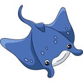 Manta Ray Cartoon Colored Clipart Illustration