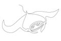 Manta ray.Continuous one line drawing. Vector illustration Royalty Free Stock Photo