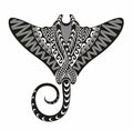 Manta ray in Maori style. Tattoo sketch tribal ethno style. Tattoo for divers. Royalty Free Stock Photo