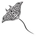 Manta Ray Tattoo Tribal Stylised Maori Koru Design