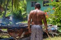 Mantanani Island Local people Grill the fish in the own local style