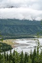 Mantanuska River view with sandbars from Alaska`s Glenn Highway