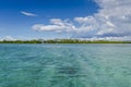 Mantatao Island in Calape, Bohol. A flat islet and teal colored tropical sea. Part of the Danajon Bank Royalty Free Stock Photo