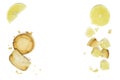 Mantecado, polvoron on a white isolated background. Lemon cookies, lemon