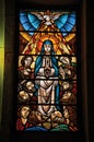 Colorful stained glass with religious theme