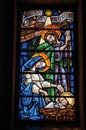 Colorful stained glass with religious theme