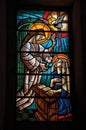 Colorful stained glass with religious theme