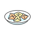 manti dumplings turkish cuisine color icon vector illustration