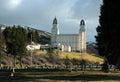 Manti Utah Mormon LDS Temple early spring showing adjacent cemetery Royalty Free Stock Photo