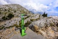 BIOKOVO NATURE PARK, CROATIA - AUGUST 12, 2018: MANTIS bicycle self service repair stand