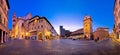 Mantova city Piazza delle Erbe evening view