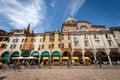 Piazza delle Erbe and the Basilica and Cathedral of SantÃ¢â¬â¢Andrea - Mantua Italy Royalty Free Stock Photo