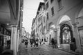 Mantua, Lombardy, Italy, December 2015: The famous old town of Mantua during the Christmas Time. Black and White shoot