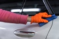 manual application of ceramic protection on the car body