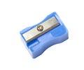 Manual blue pencil sharpener, isolated Royalty Free Stock Photo