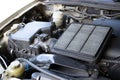 Manual car air filter replacement to maintain engine performance.Air filter is clogged. Causing incomplete combustion in the Royalty Free Stock Photo