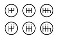 Manual Car transmission vector icon set. ÃÂ¡ar gear shifting lever symbol Royalty Free Stock Photo