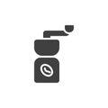 Manual coffee grinder vector icon