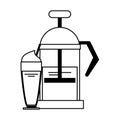 Manual coffee maker sweet drink in black and white