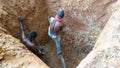 Manual digging water well Royalty Free Stock Photo