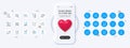 Manual doc, Cyber attack and Save planet line icons. For web app, printing. Phone mockup with 3d heart icon. Vector