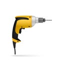 Manual electric drill. Realistic vector illustration.