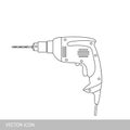 Manual electric drill. Vector icon linear design.