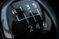 Car gear shift lever, manual gearbox in the car macro black, Manual transmission Royalty Free Stock Photo