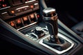 Manual gearbox handle in the car. Gear shift handle Royalty Free Stock Photo