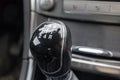 Manual gearbox transmission handle in the car close up Royalty Free Stock Photo