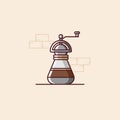 A manual grinder coffee illustration in flat style. Manual brewing coffee set.