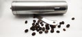 manual hand grinder and roasted coffee beans Royalty Free Stock Photo