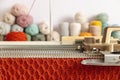 Manual knitting machine.
