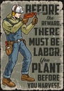 Manual labor colorful vintage poster