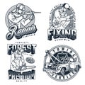 Manual labour monochrome emblems set