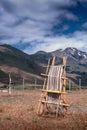 Manual loom Mapuche in the background the Andes Royalty Free Stock Photo