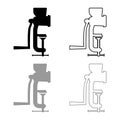 Manual mincer Meat grinder Vintage kitchen equipment Mill Shredder icon outline set black grey color vector illustration flat