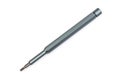 Manual mini screwdriver with inserted flat interchangeable bit close-up