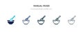 Manual mixer icon in different style vector illustration. two colored and black manual mixer vector icons designed in filled,