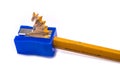 Manual pencil sharpner on the white background. Royalty Free Stock Photo