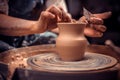 hands of potter do a clay pot Royalty Free Stock Photo