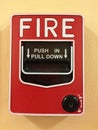 Manual pull station on wall for fire alarm system Royalty Free Stock Photo