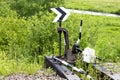 Manual railroad switch arrow. Old railroad arrows