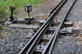 Manual railroad switch on a narrow-gauge railway Royalty Free Stock Photo