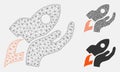 Manual Rocket Launch Vector Mesh Network Model and Triangle Mosaic Icon