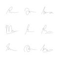 Manual signature for documents on white background